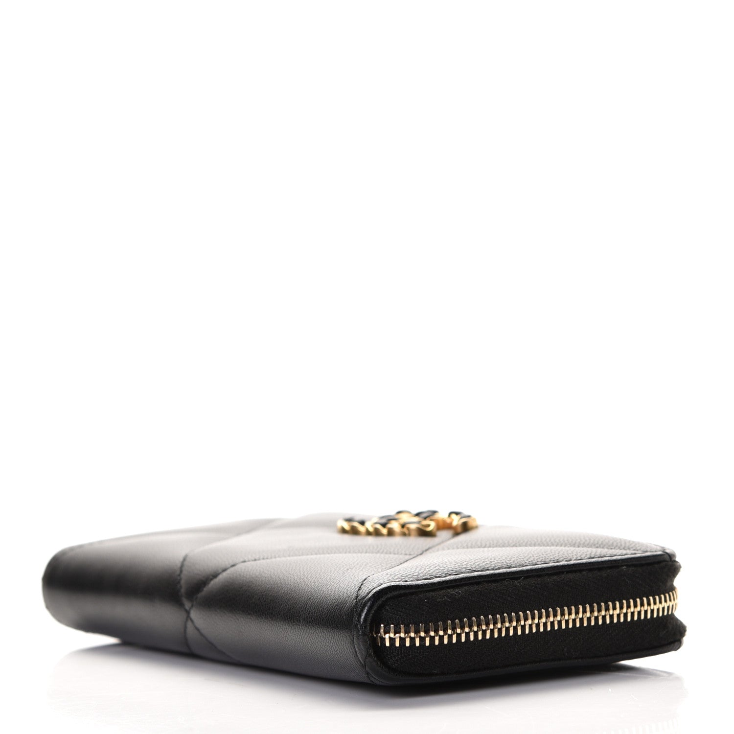 Chanel Shiny Goatskin Quilted Chanel 19 Long Zipped Around Wallet Black 7 of 8