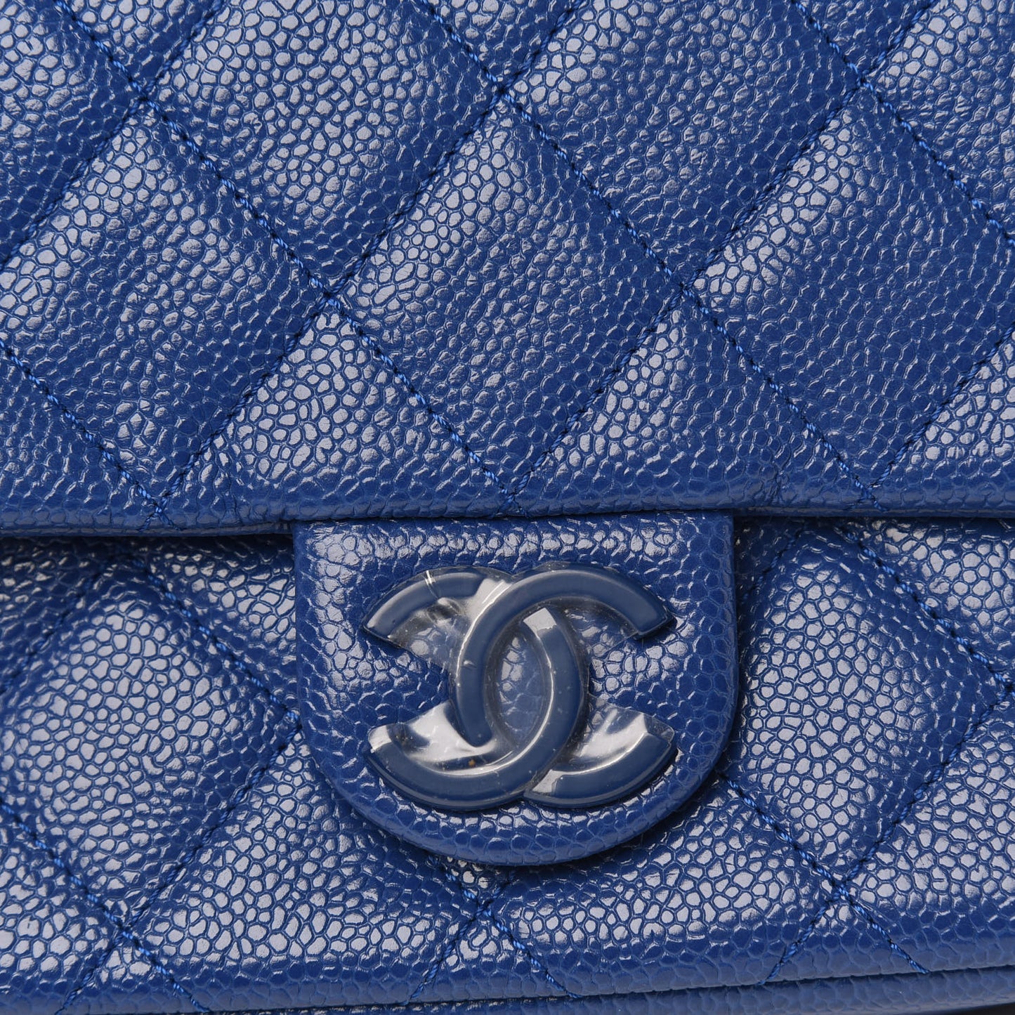 Caviar Quilted Incognito Mini Square Flap Dark Blue