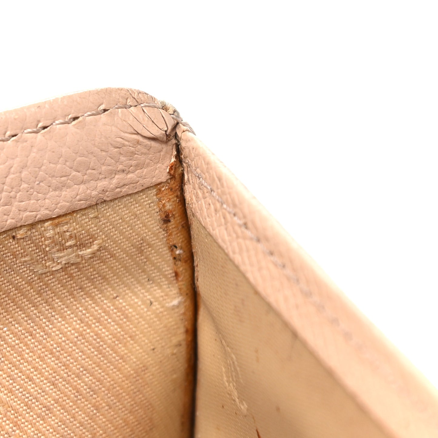 Grained Calfskin CC Button Yen Wallet Beige