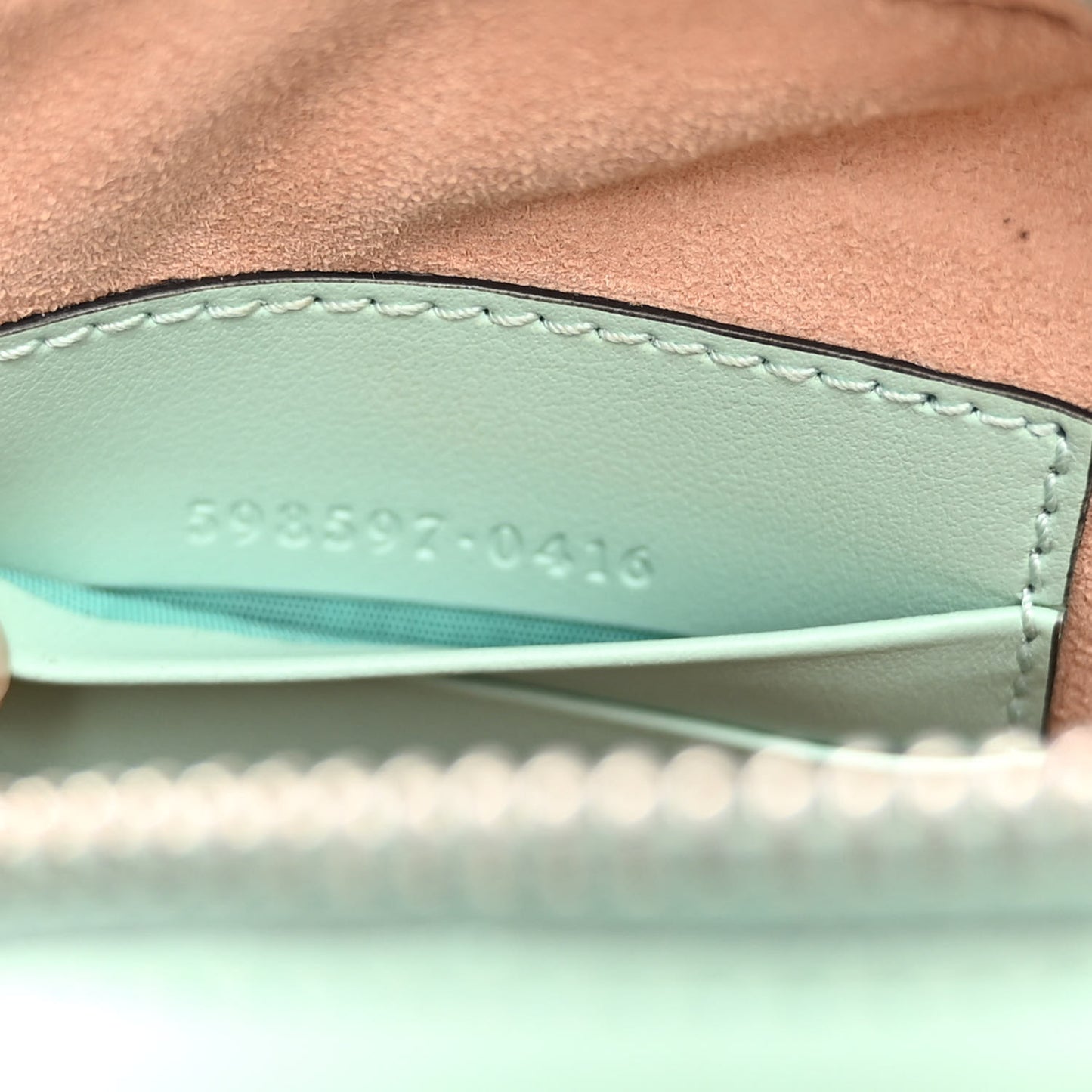 Calfskin Matelasse Mini GG Marmont Crossbody Bag Water Green