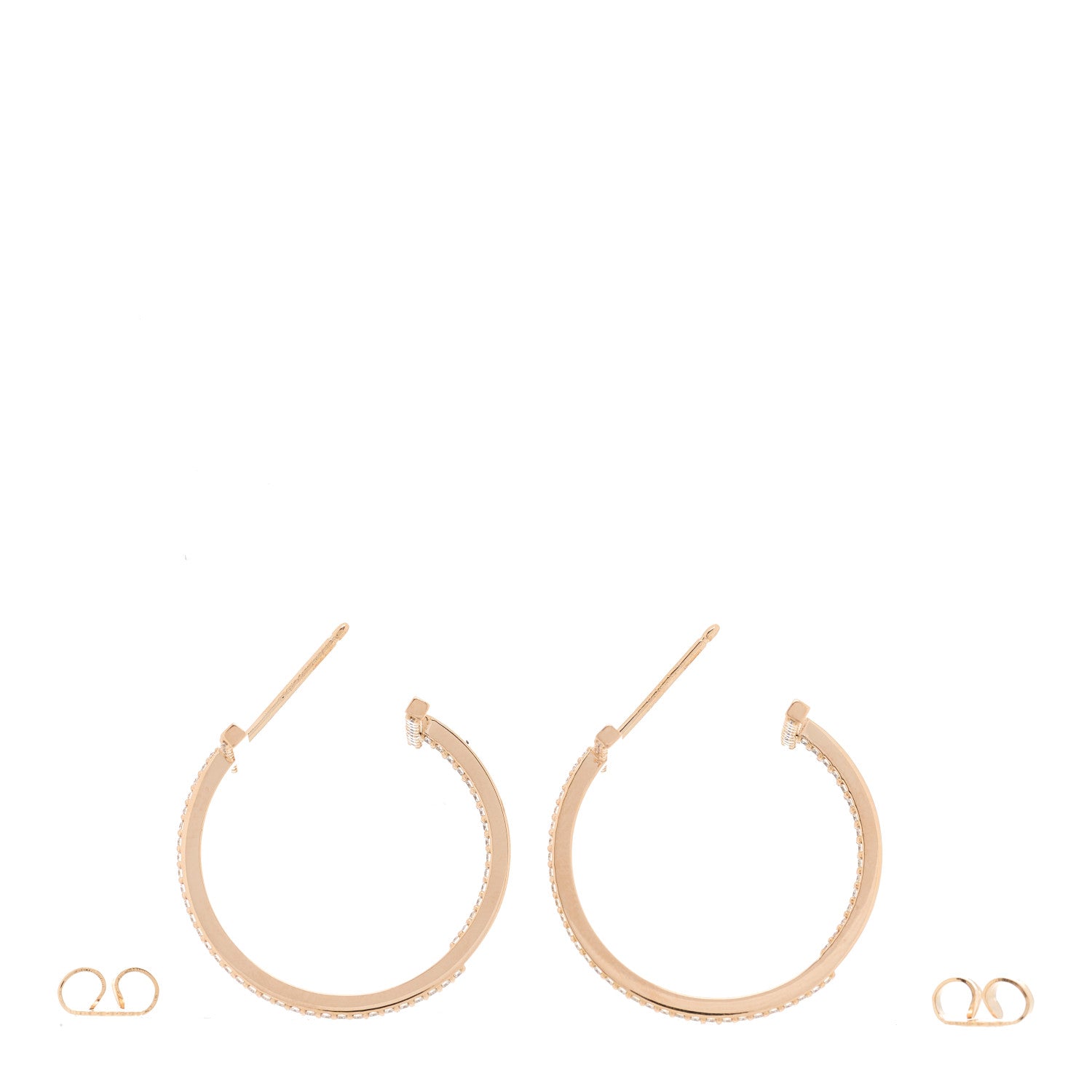Tiffany 18K Rose Gold Diamond Medium T Wire Hoop Earrings 2 of 4