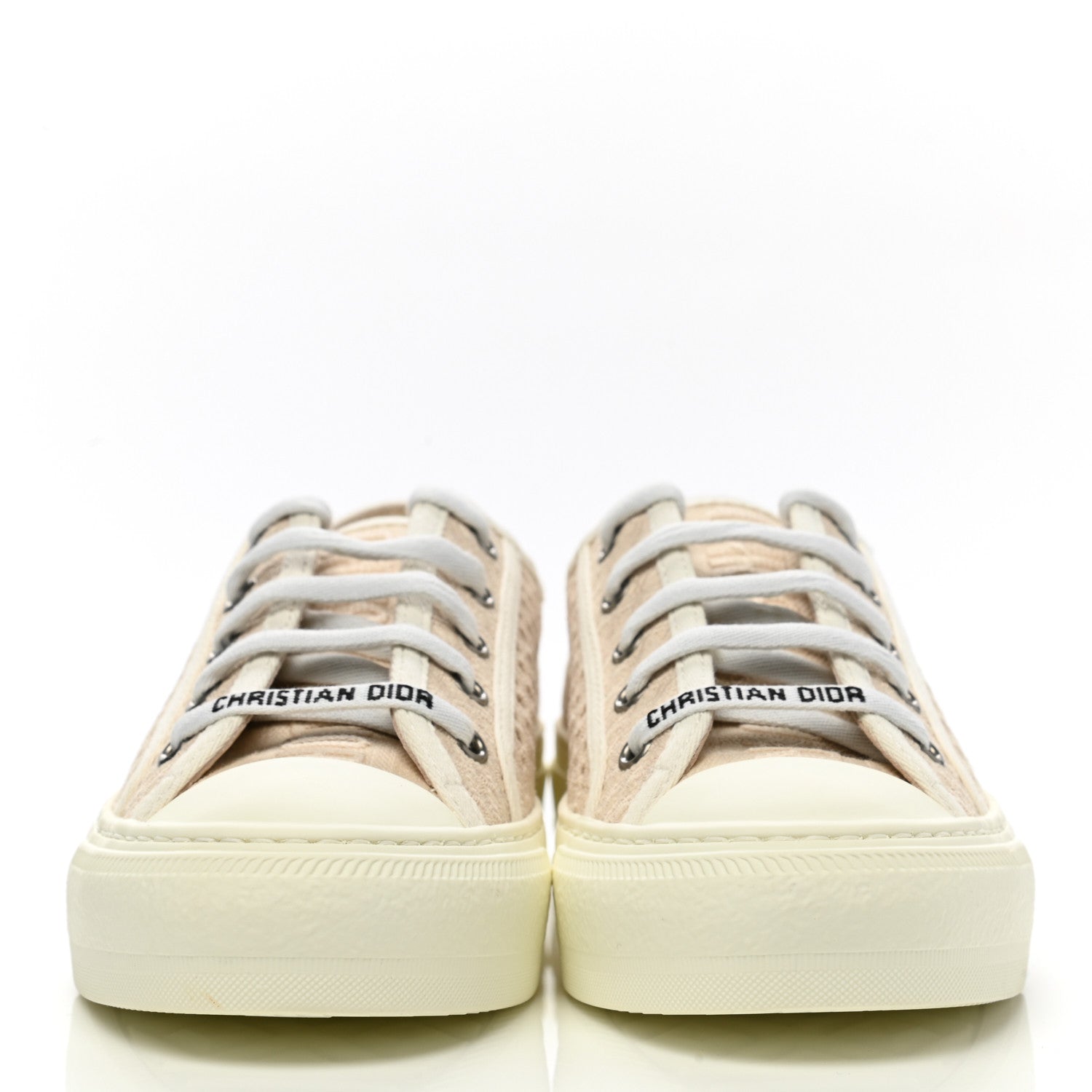 Christian Dior Resille Embroidered Walk'N'Dior Low Top Sneakers 35.5 Beige 2 of 9