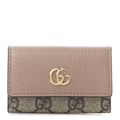 Gucci Dollar Calfskin GG Supreme Monogram GG Marmont 6 Key Holder Case Porcelain Rose Beige Ebony 1 of 8