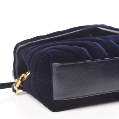 Saint Laurent Velvet Y Quilted Monogram Toy Loulou Crossbody Bag Navy 6 of 11