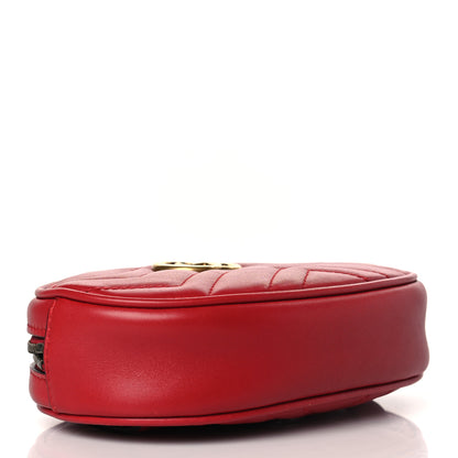 Gucci Calfskin Matelasse GG Marmont Belt Bag 75 30 Hibiscus Red 4 of 9