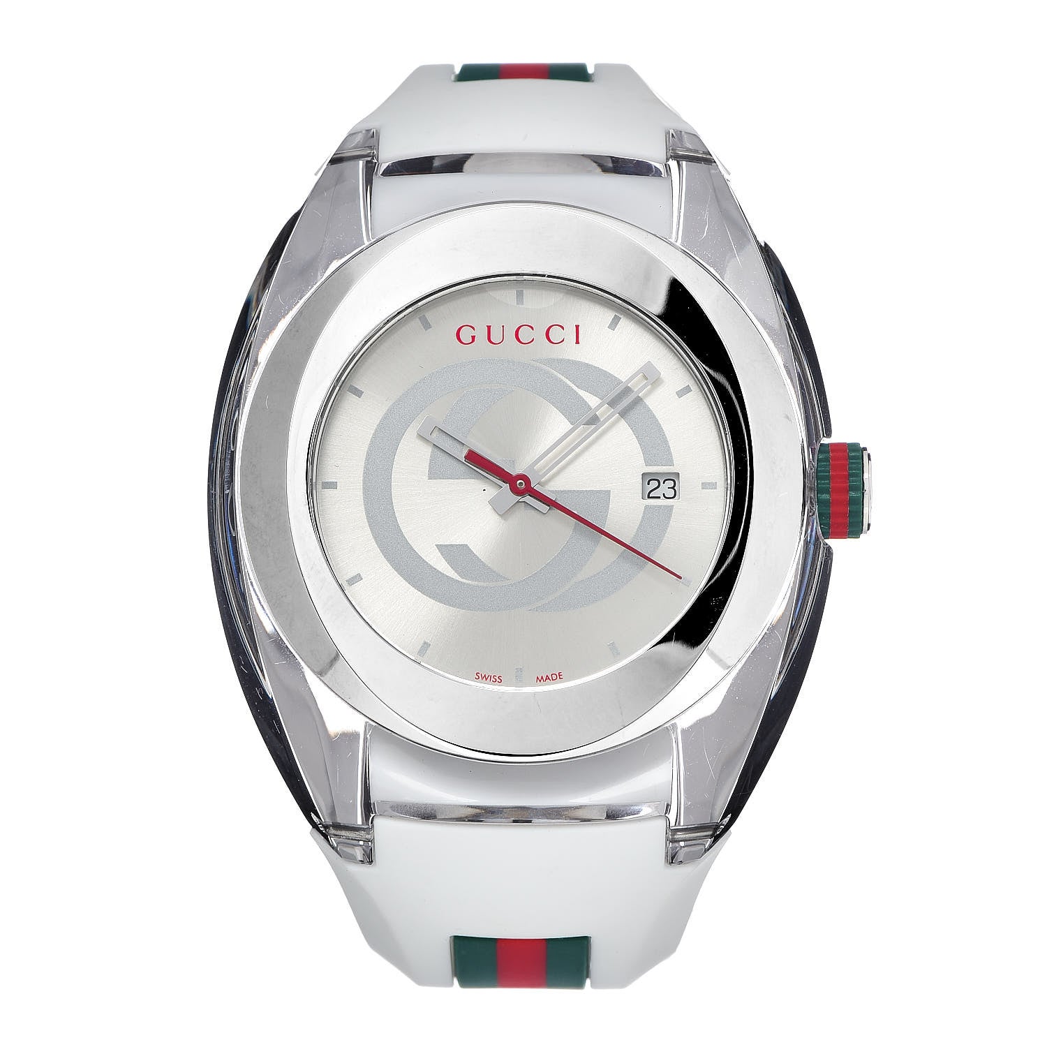 Gucci Stainless Steel Rubber 46mm Sync Web Quartz Watch White 1 of 6