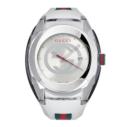 Gucci Stainless Steel Rubber 46mm Sync Web Quartz Watch White 1 of 6