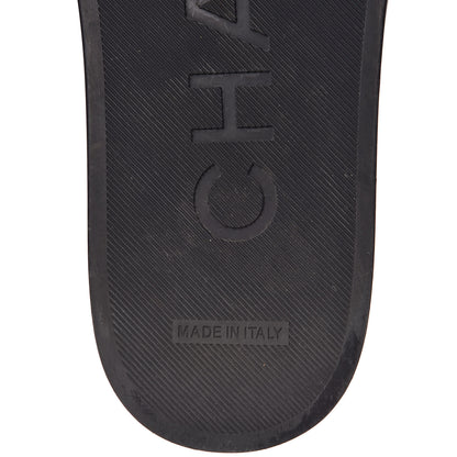 Chanel Satin Canvas Chain Flat Sandals 39 Marine 8 of 10