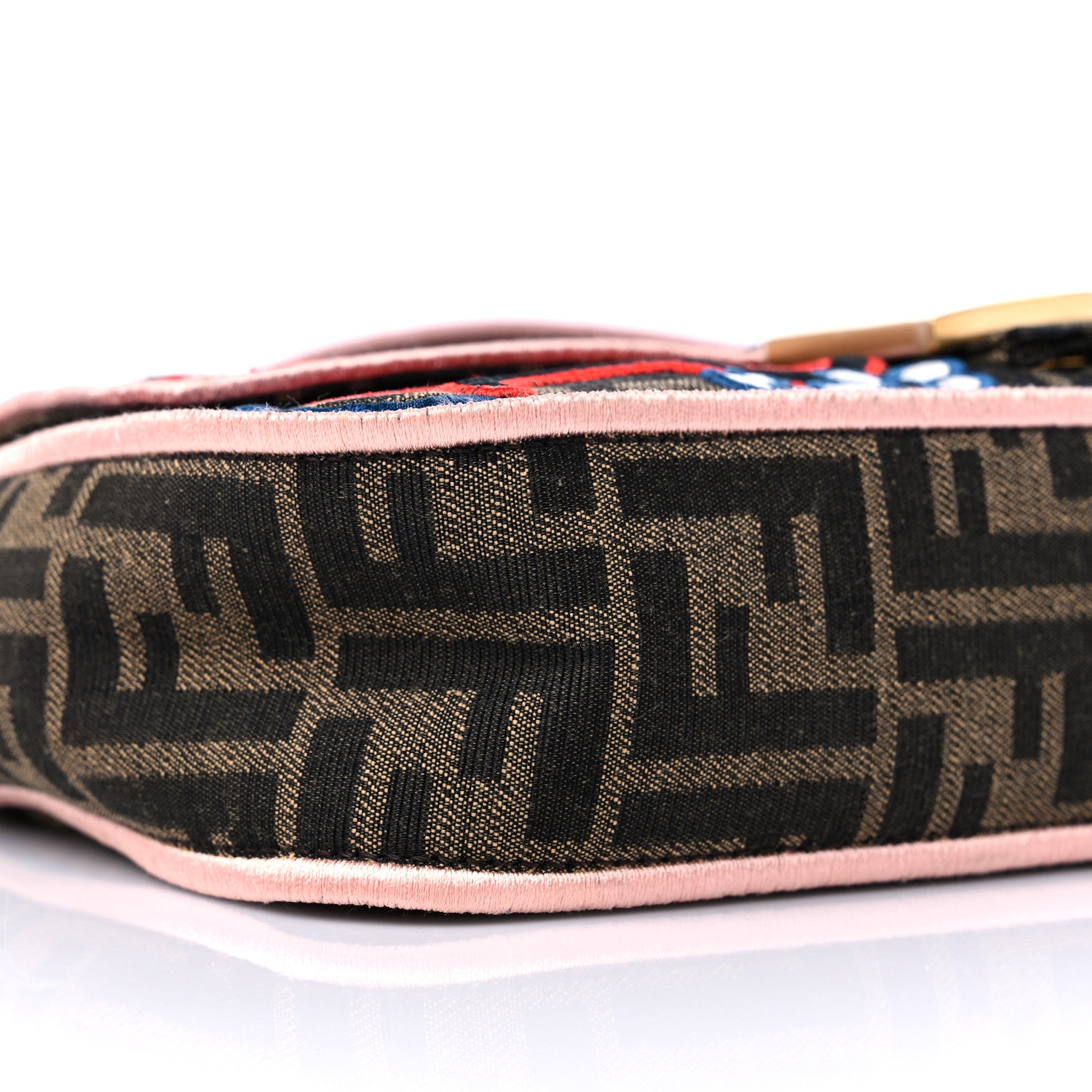 Fendi Fabric Jacquard FF 1974 Karligraphy Embroidered Baguette Tobacco Moro Rosso 7 of 8