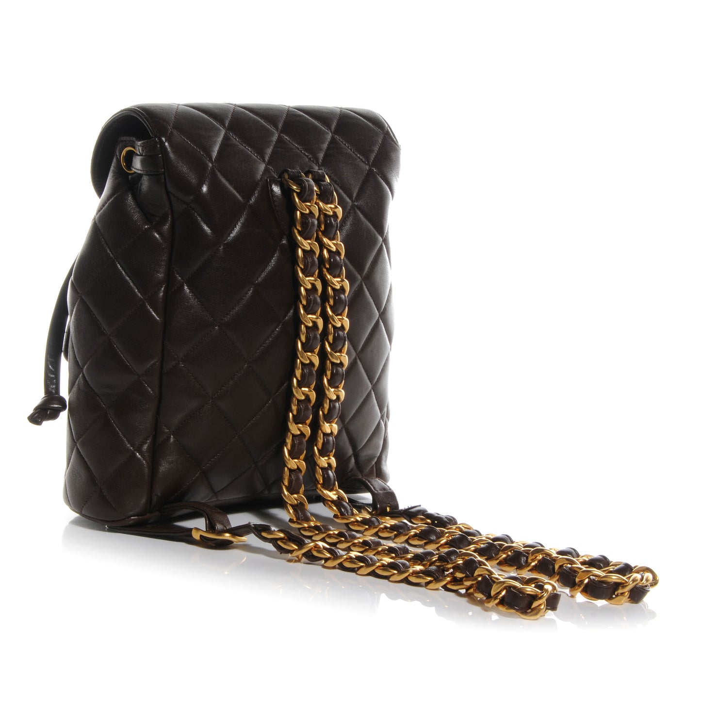 Lambskin Quilted Backpack Brown