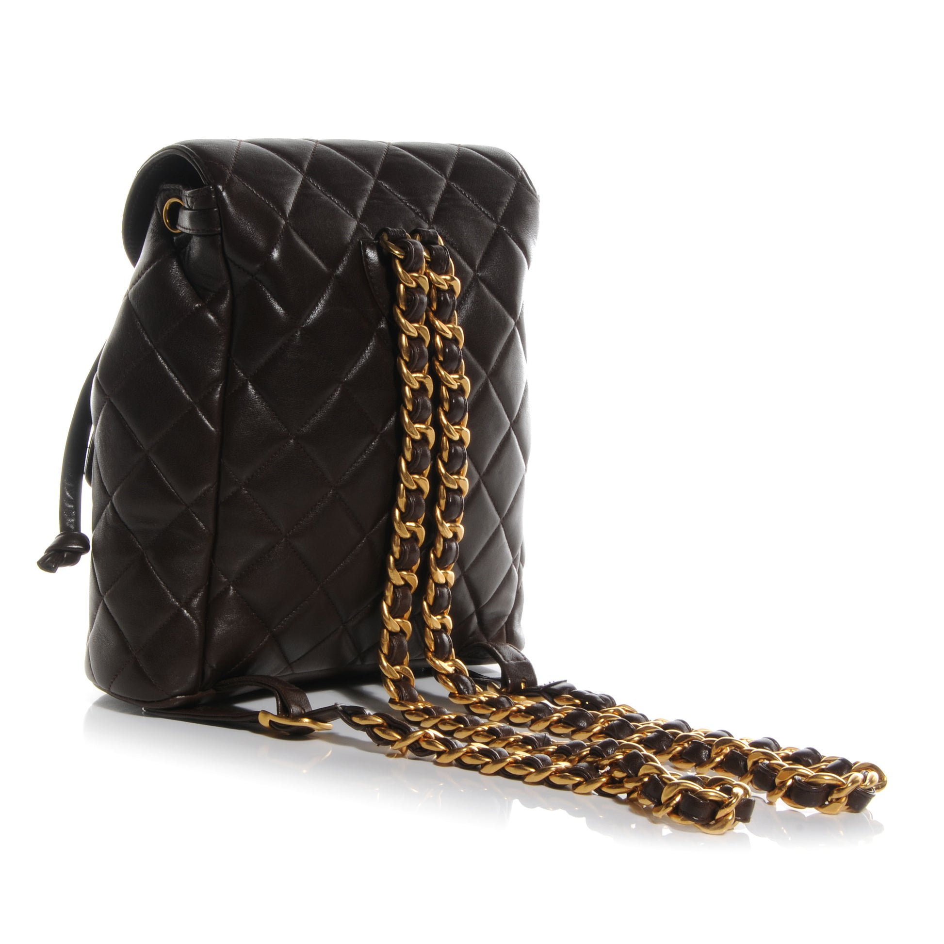 Chanel Lambskin Quilted Backpack Brown 3 of 9