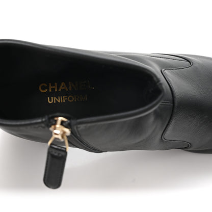 Chanel Stretch Lambskin Cap Toe CC Uniform Short Boots 41 Black 8 of 9