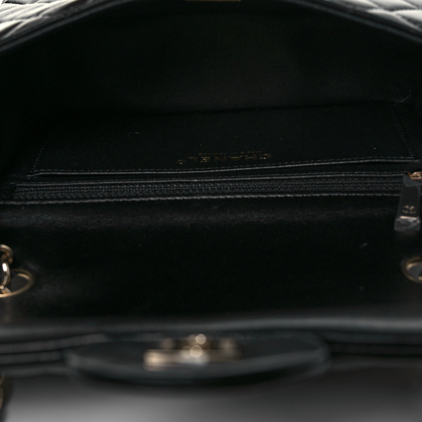 Lambskin Quilted Mini Rectangular Flap Black