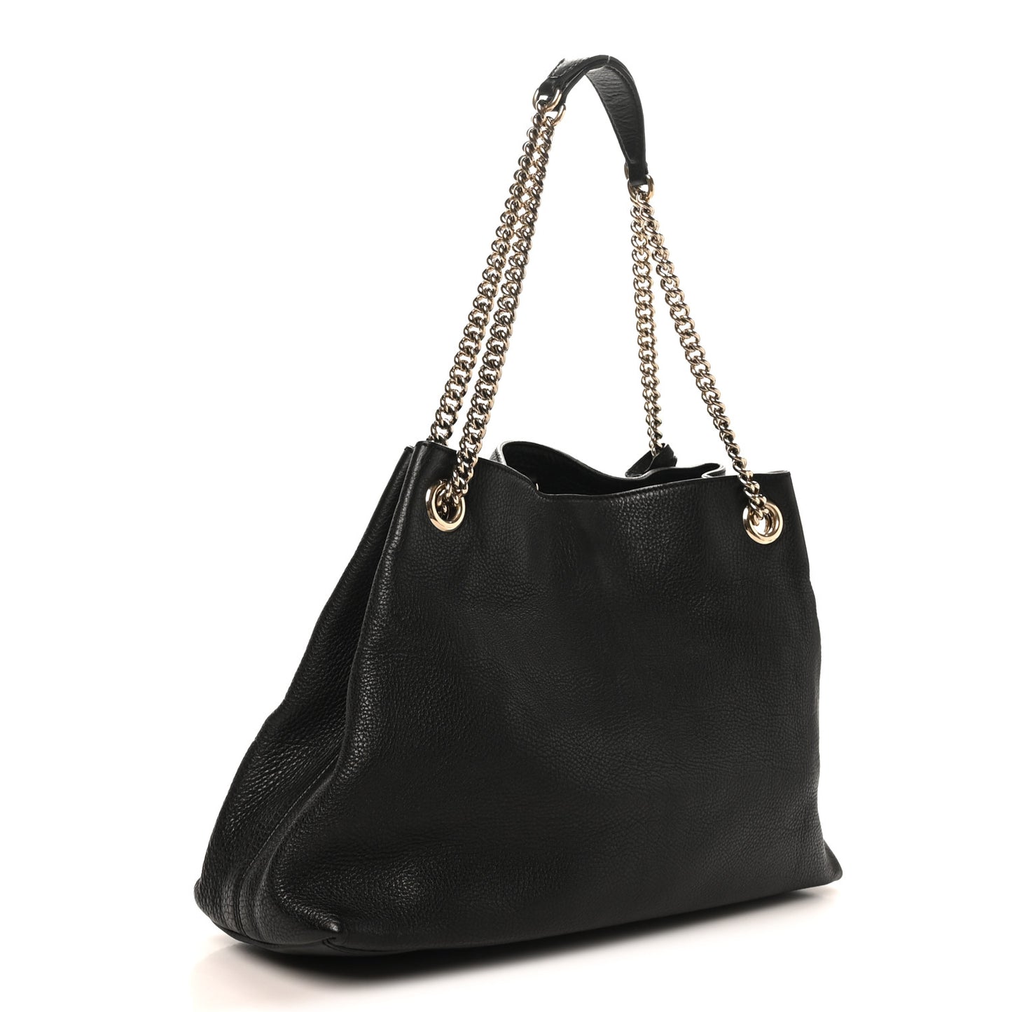Pebbled Calfskin Medium Soho Chain Shoulder Bag Black