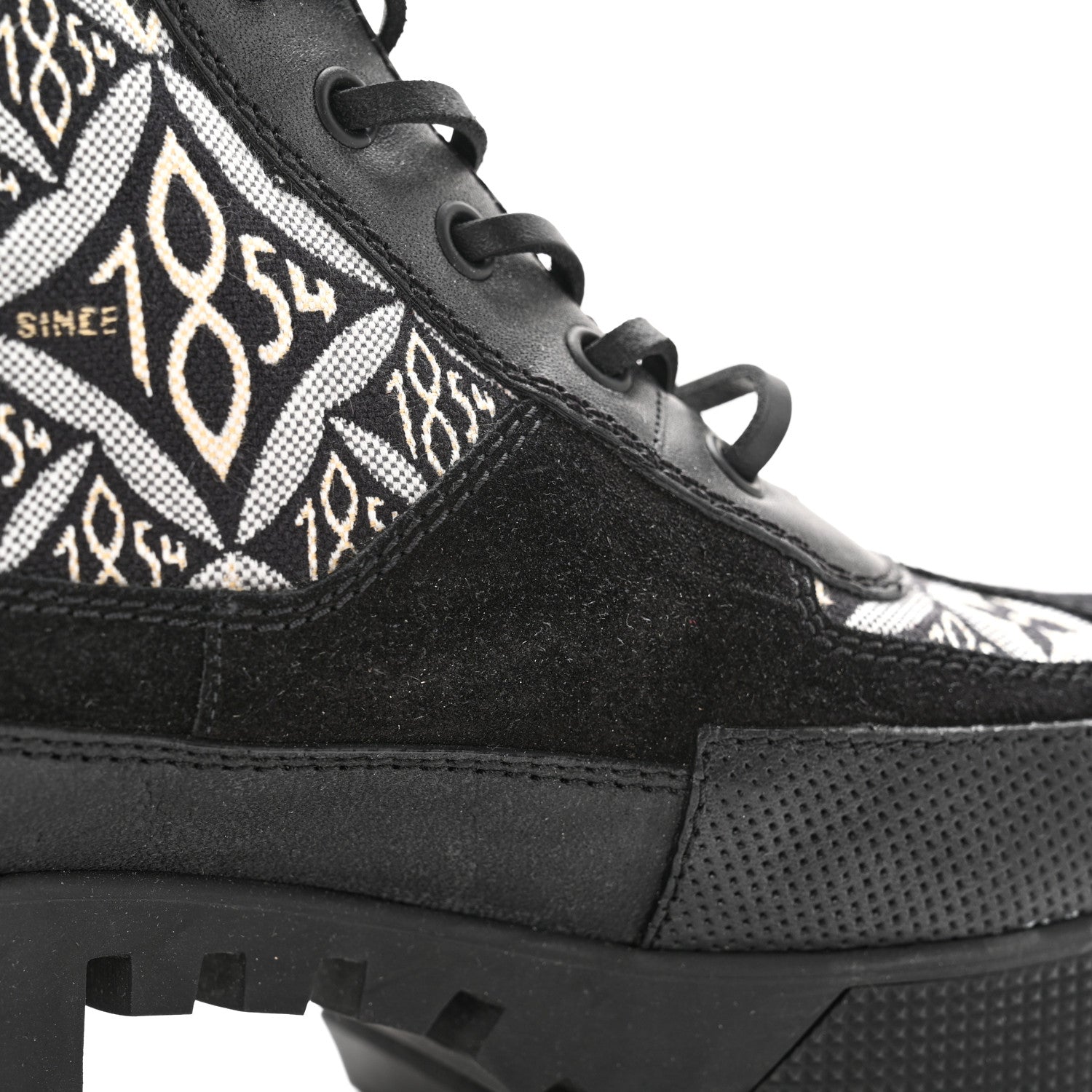 Louis Vuitton Suede Calfskin Jacquard Since 1854 Laureate Platform Desert Boots 40 Black 10 of 12