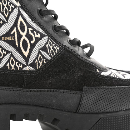 Louis Vuitton Suede Calfskin Jacquard Since 1854 Laureate Platform Desert Boots 40 Black 10 of 12