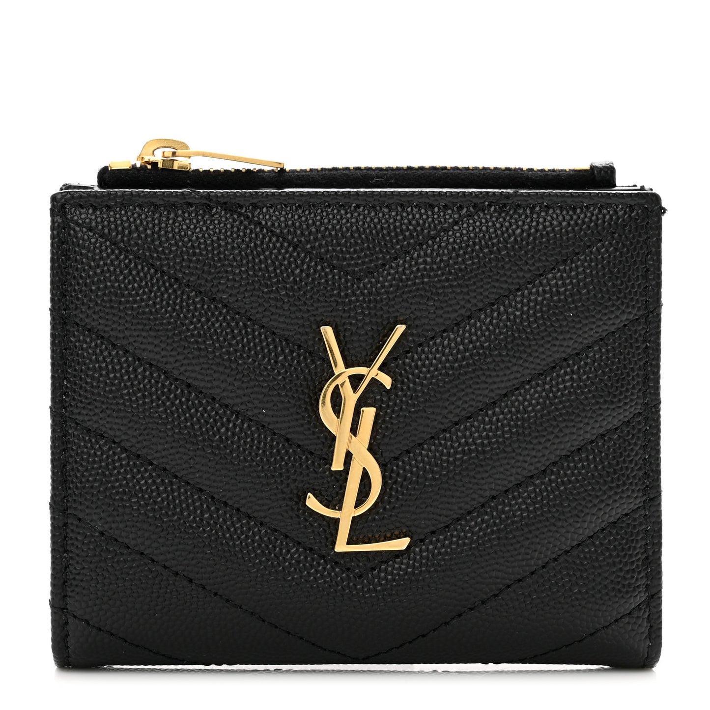 Grain De Poudre Matelasse Chevron Monogram Zipped Card Case Black
