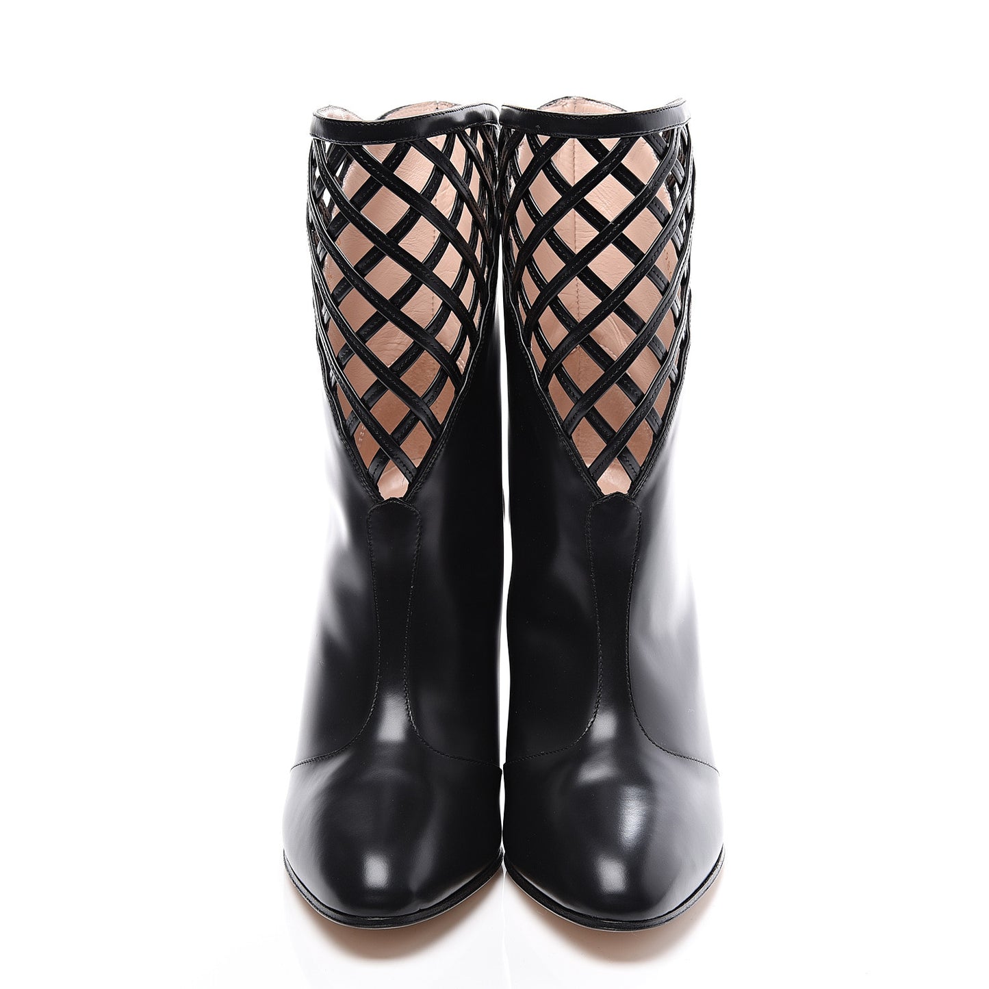 Plume Calfskin Damir Lattice Cutout Boots 38.5 Black
