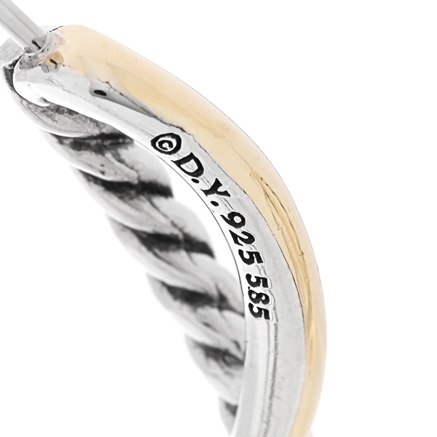Sterling Silver 14K Yellow Gold Crossover Cable Hoop Earrings