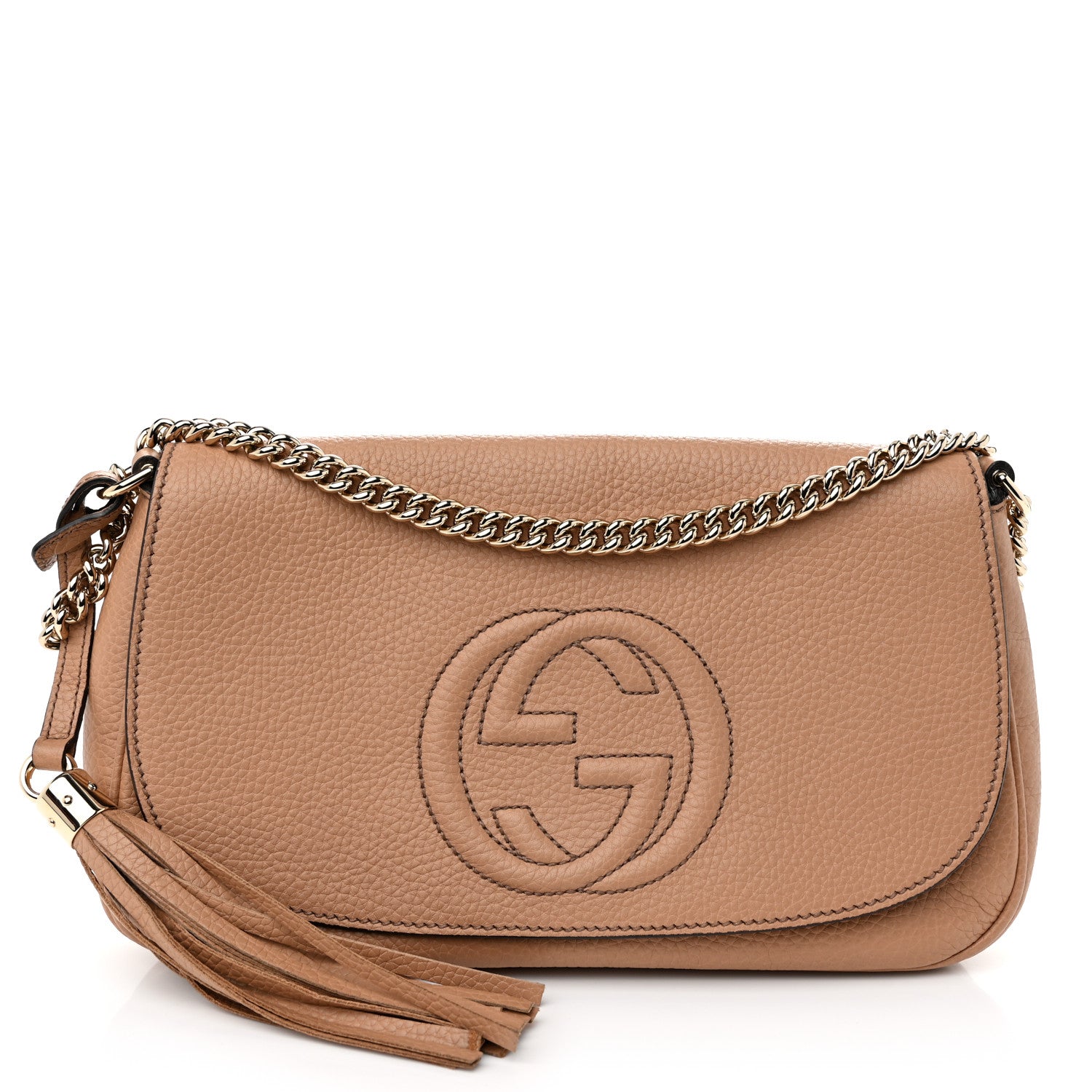 Gucci Pebbled Calfskin Medium Soho Flap Crossbody Camelia 1 of 11