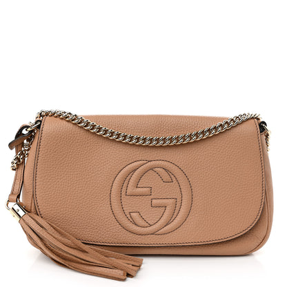 Gucci Pebbled Calfskin Medium Soho Flap Crossbody Camelia 1 of 11