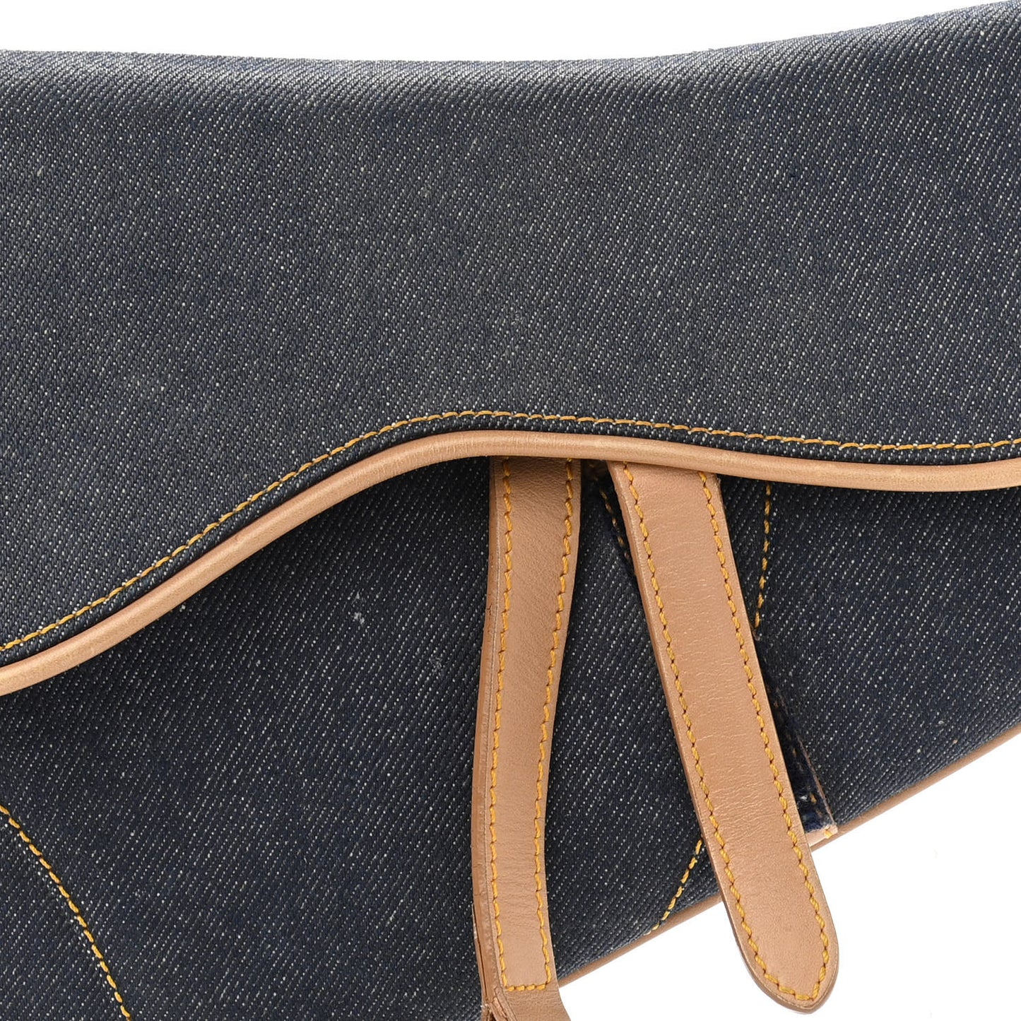 Denim Calfskin Saddle Bag Blue