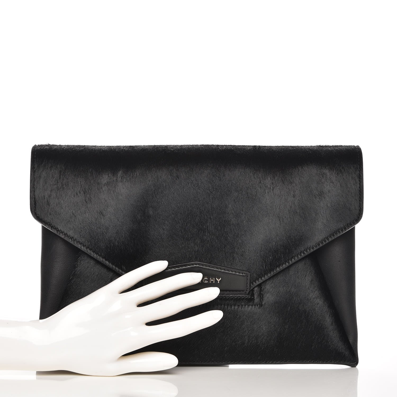 Givenchy Calf Hair Smooth Calfskin Medium Antigona Envelope Clutch Black 2 of 7