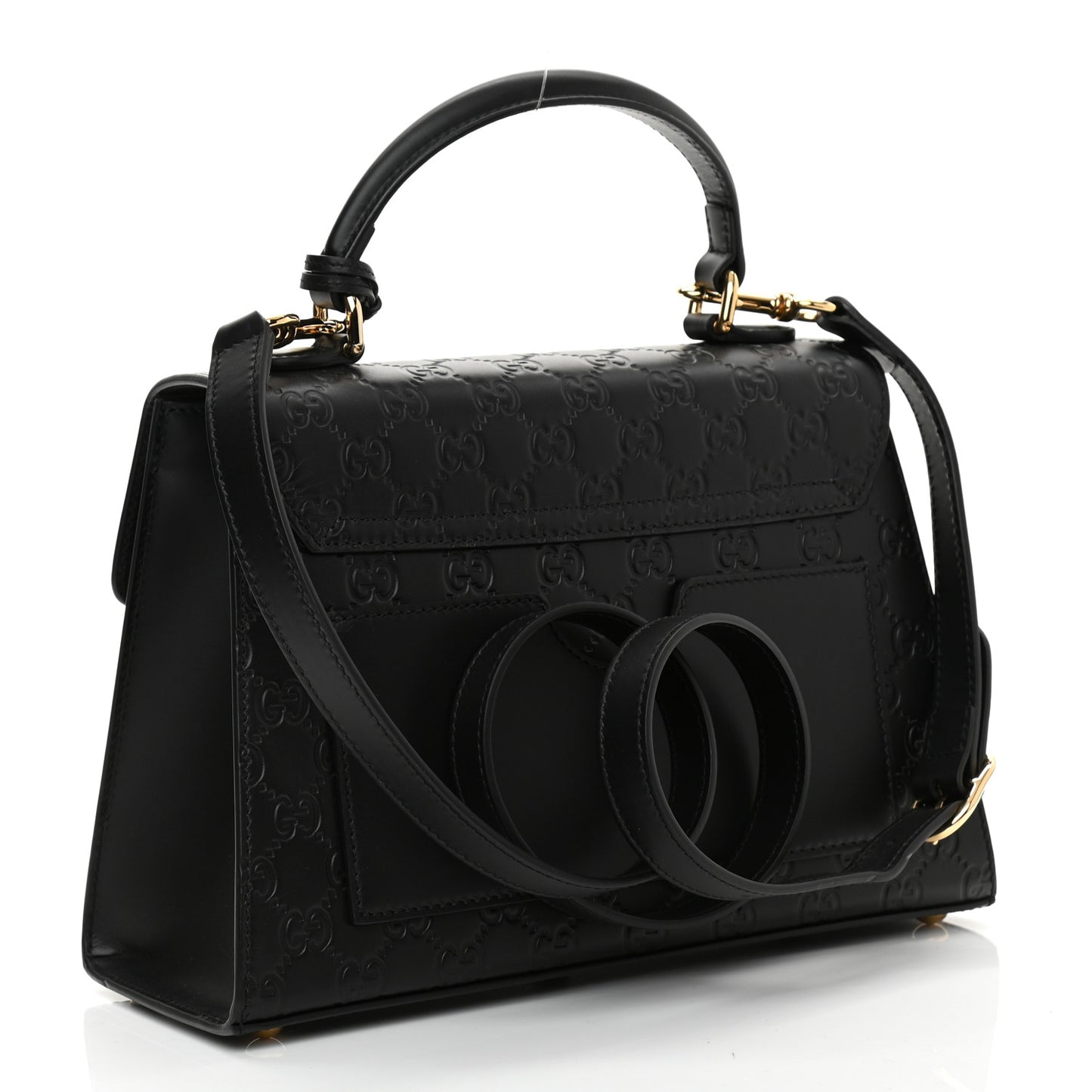 Guccissima Signature Small Padlock Top Handle Bag Black