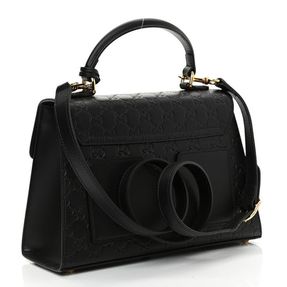 Gucci Guccissima Signature Small Padlock Top Handle Bag Black 4 of 9