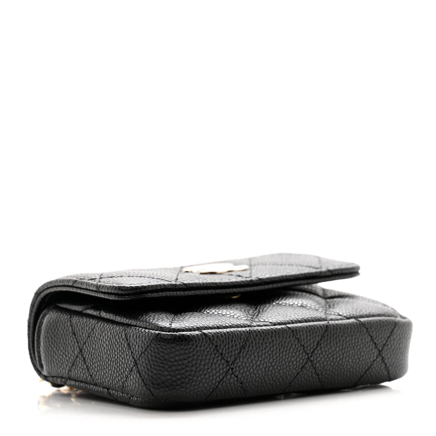 Chanel Caviar Quilted Mini Pearl On Top Coin Purse With Chain Black 4 of 11