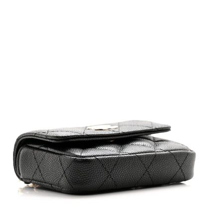 Chanel Caviar Quilted Mini Pearl On Top Coin Purse With Chain Black 4 of 11