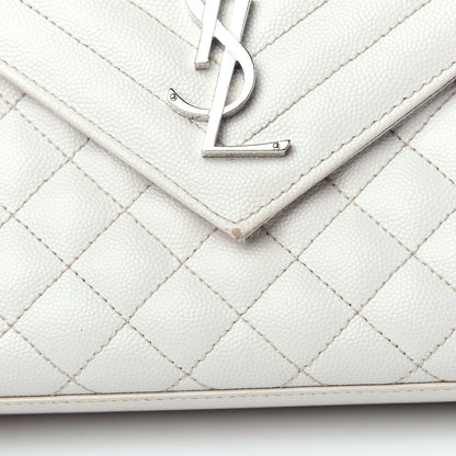 Saint Laurent Grain De Poudre Textured Mixed Matelasse Medium Triquilt Monogram Satchel Porcellana 11 of 14