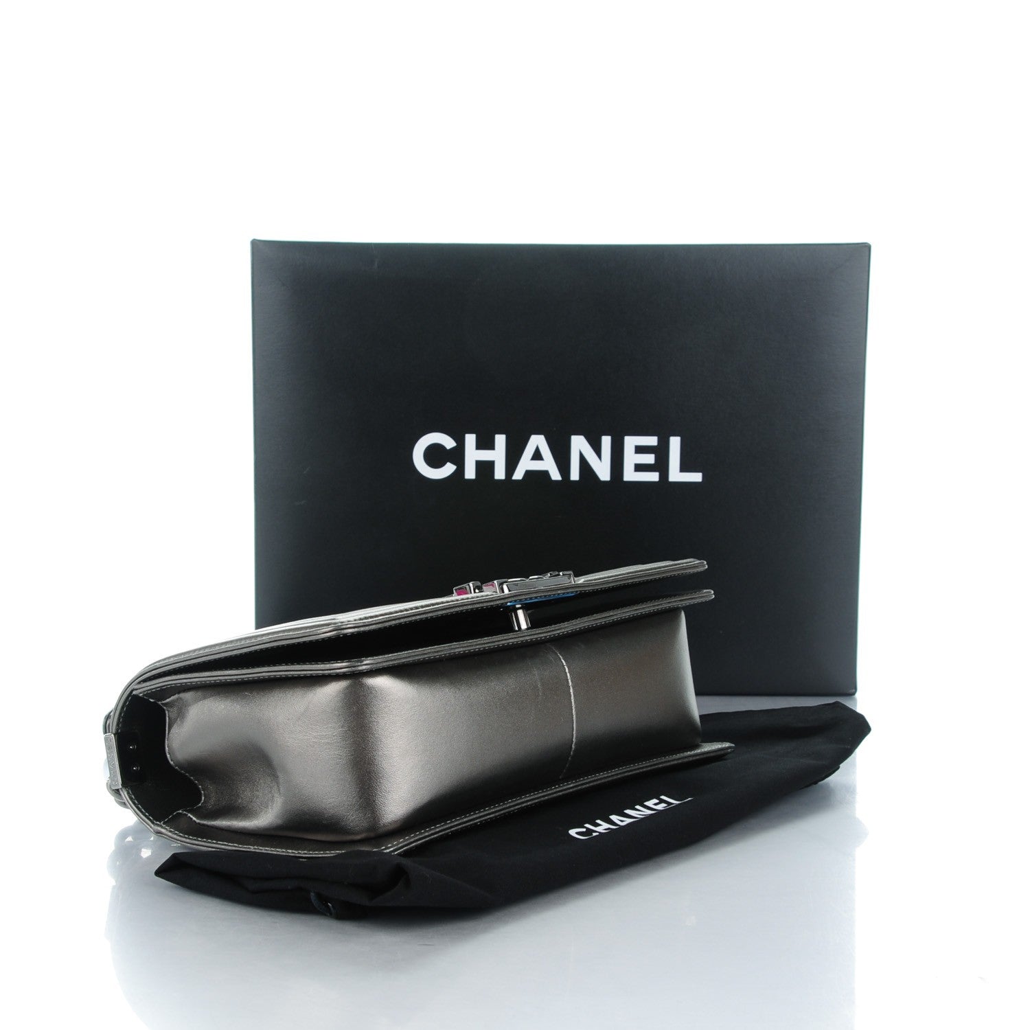 Chanel Metallic Lambskin Embroidered Python Medium Boy Flap Silver 4 of 8