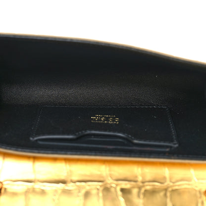 Dolce & Gabbana Metallic Calfskin Crocodile Embossed DG Girls Shoulder Bag Gold 5 of 10