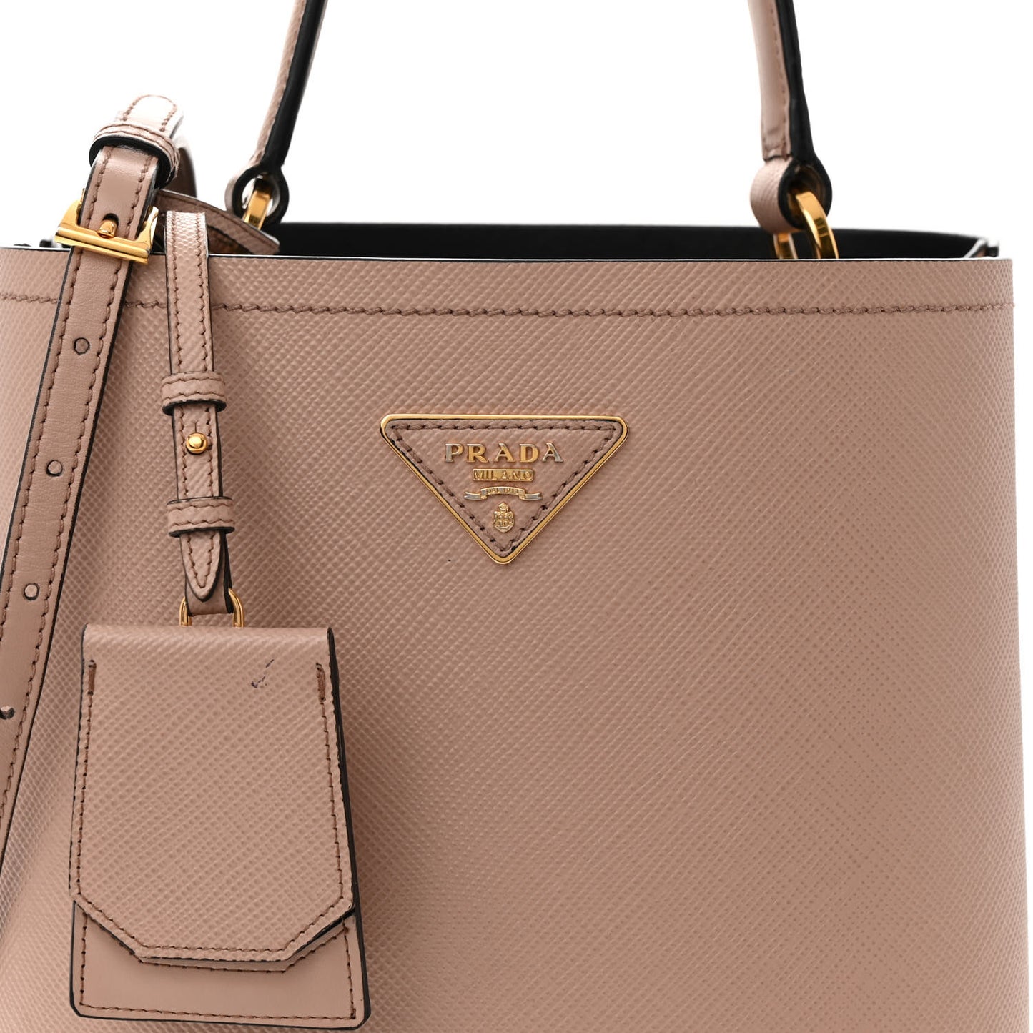 Saffiano Cuir Medium Panier Bucket Bag Cipria Black