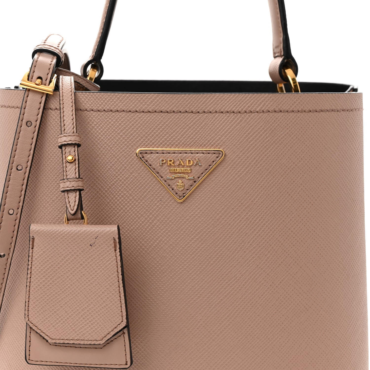 Prada Saffiano Cuir Medium Panier Bucket Bag Cipria Black 7 of 10