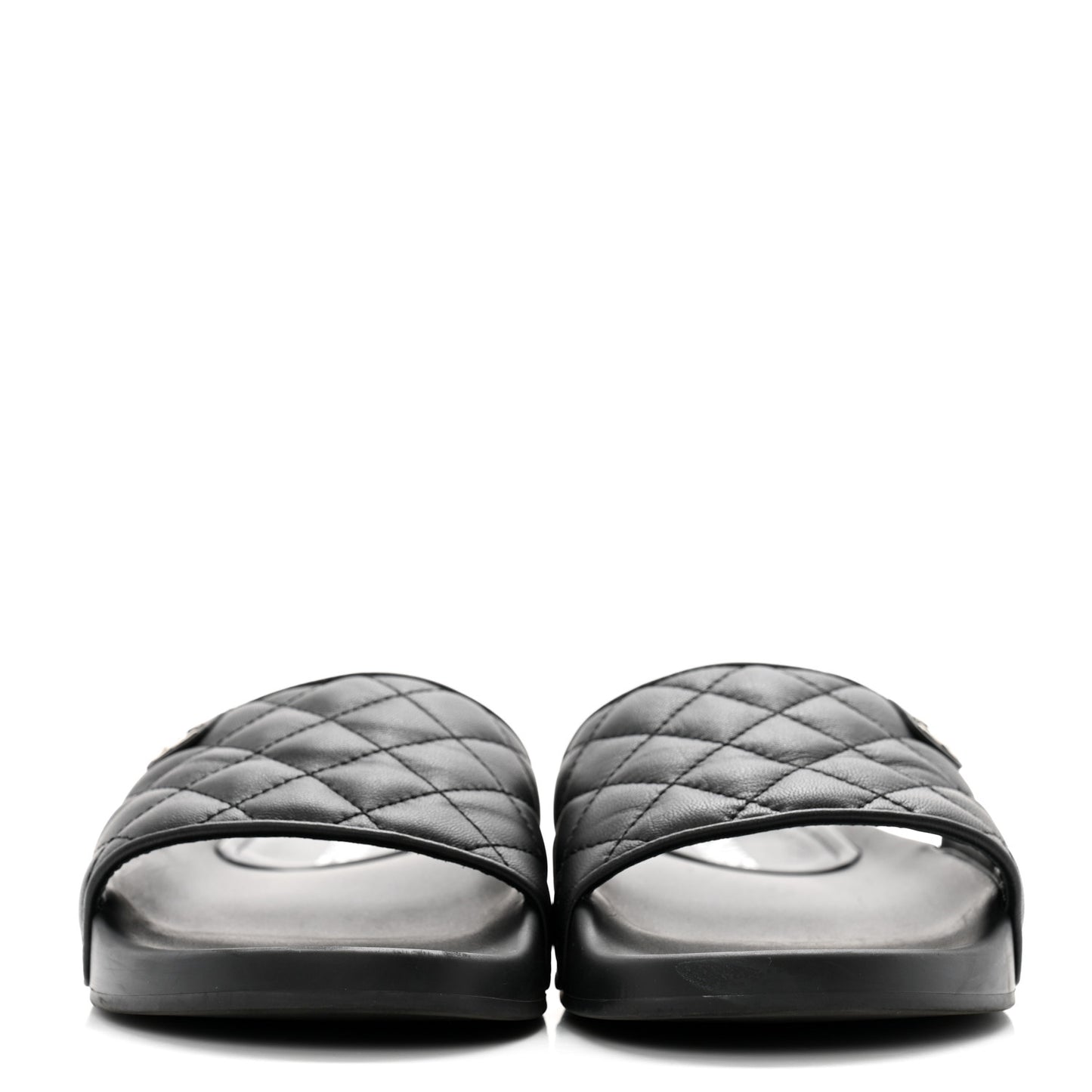 Lambskin Quilted CC Mules Sandals 40 Black