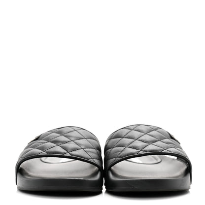 Chanel Lambskin Quilted CC Mules Sandals 40 Black 2 of 10