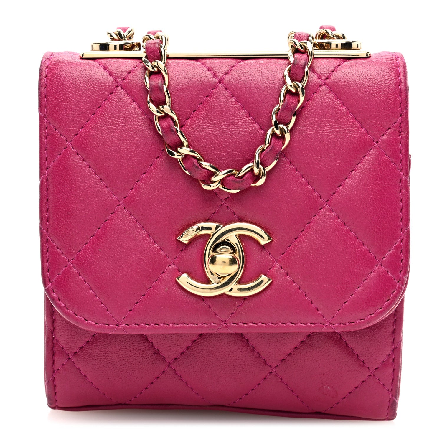 Chanel Lambskin Quilted Mini Trendy CC Clutch With Chain Fuchsia 1 of 9