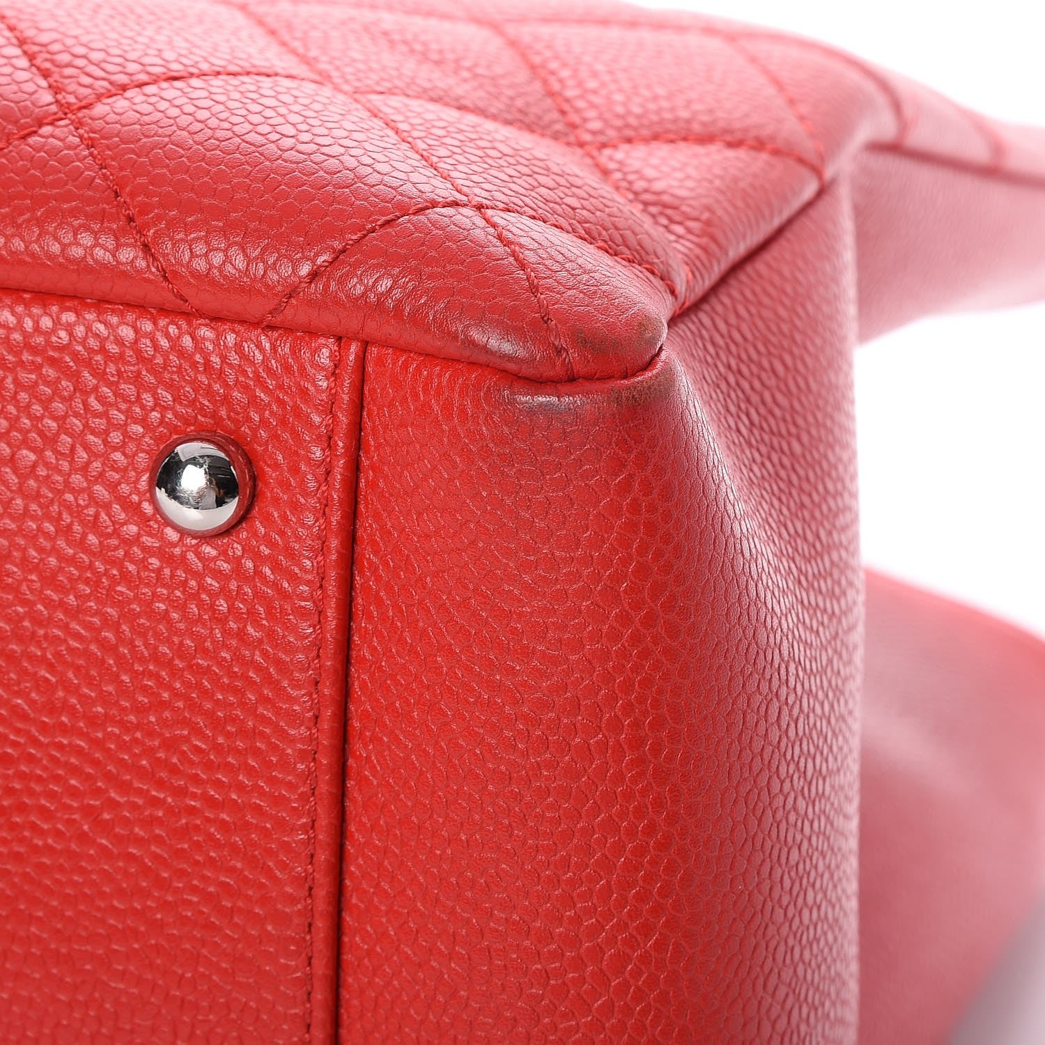 Chanel Caviar Quilted XL Grand Shopping Tote GST Red 9 of 10
