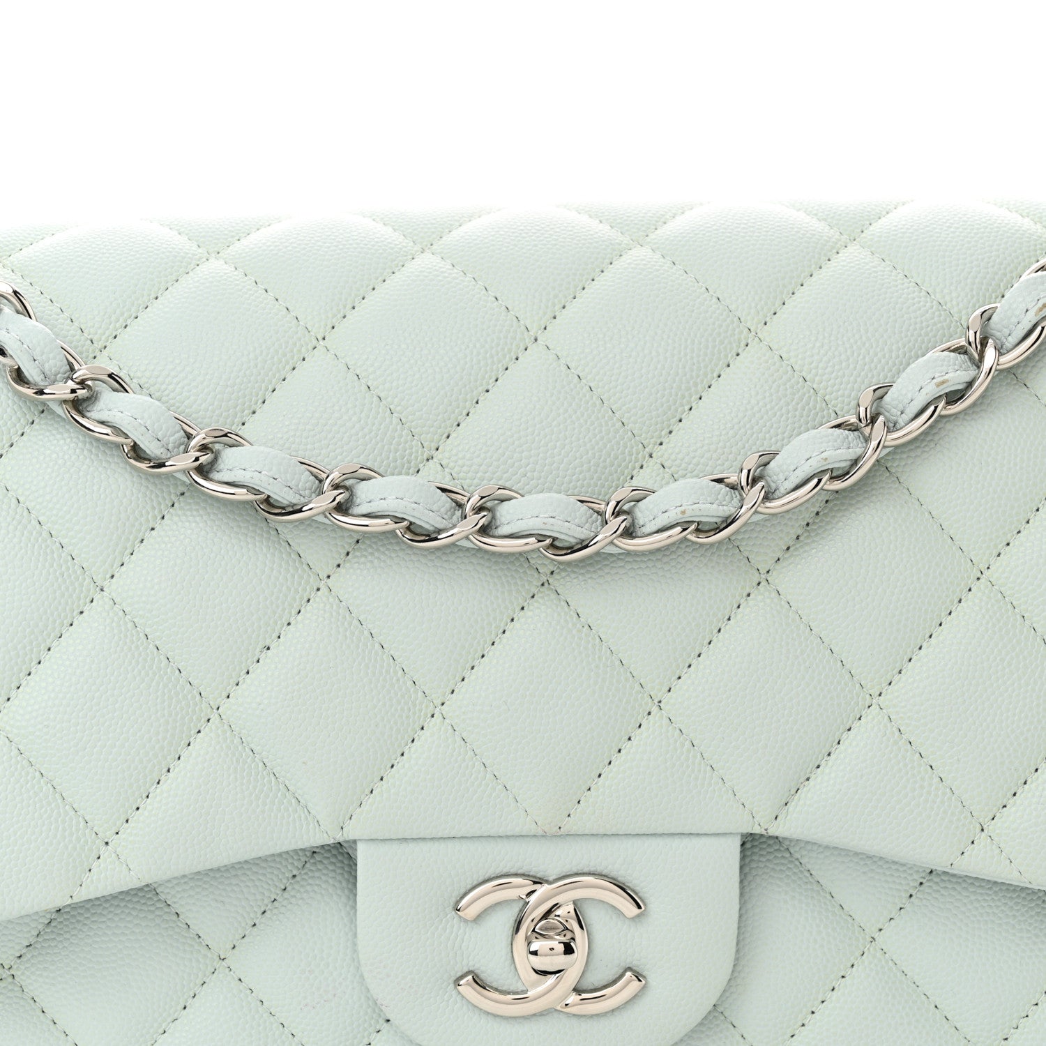 Chanel Caviar Quilted Jumbo Double Flap Light Blue 8 of 11