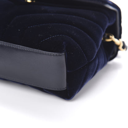 Saint Laurent Velvet Y Quilted Monogram Toy Loulou Crossbody Navy 9 of 11