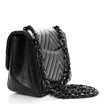 Chanel Lambskin Chevron Quilted Mini Square Flap So Black 3 of 15