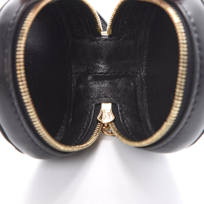 Fendi Calfskin FF 1974 Embossed Help Bag Charm Maya Black 3 of 7