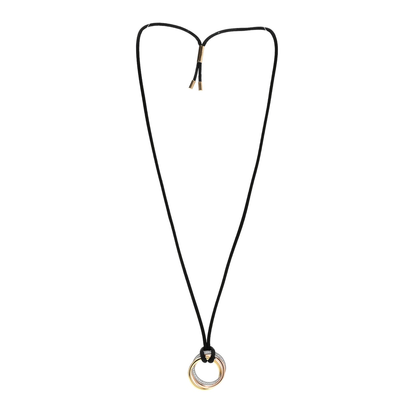 18K Pink Yellow White Gold Diamond Medium Trinity Cord Necklace
