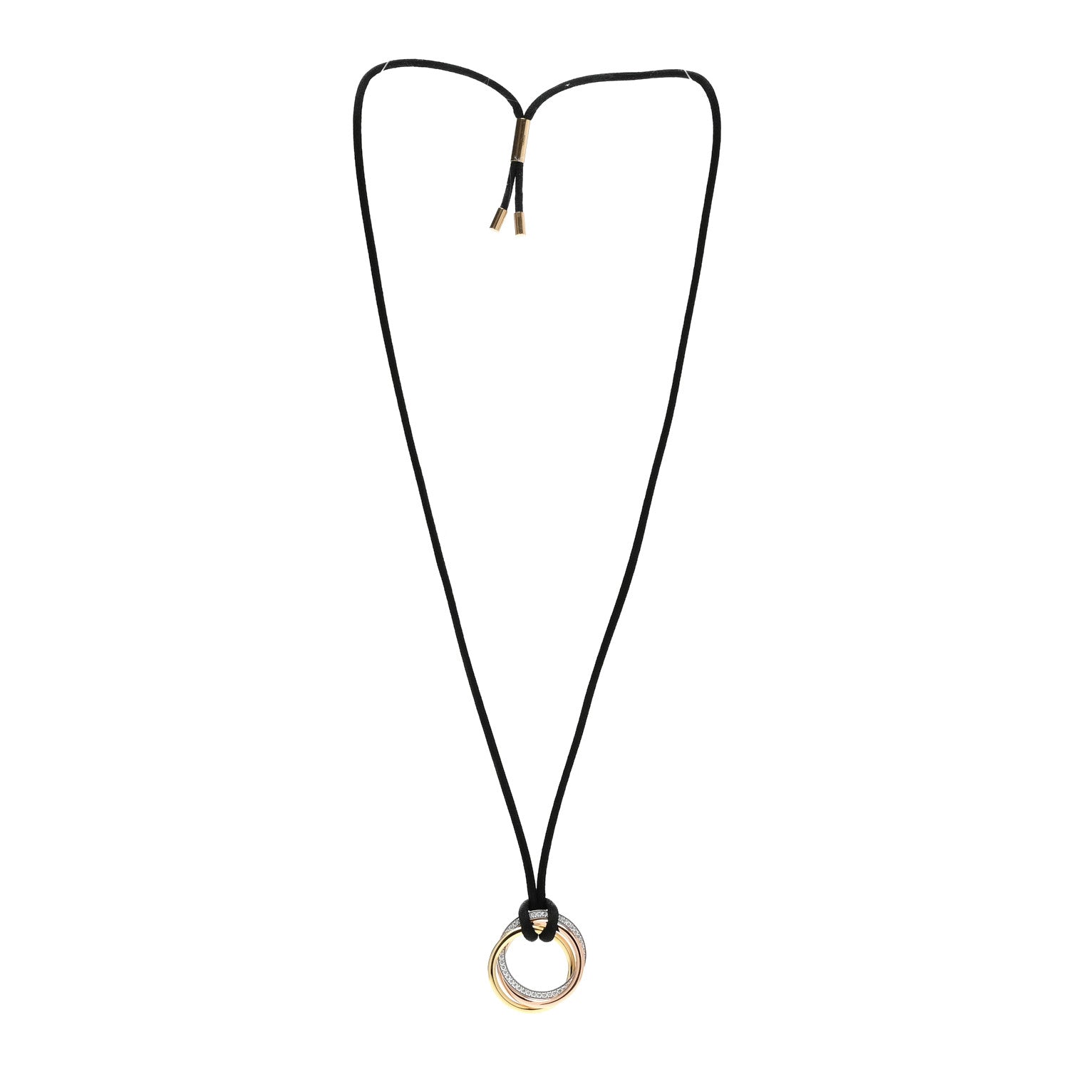 Cartier 18K Pink Yellow White Gold Diamond Medium Trinity Cord Necklace 3 of 5