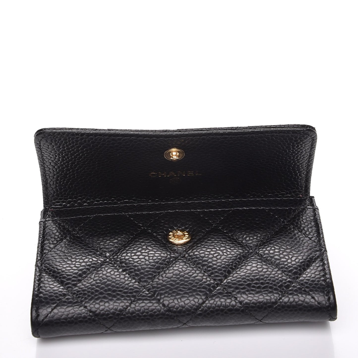 Caviar Quilted Flap Card Holder Black