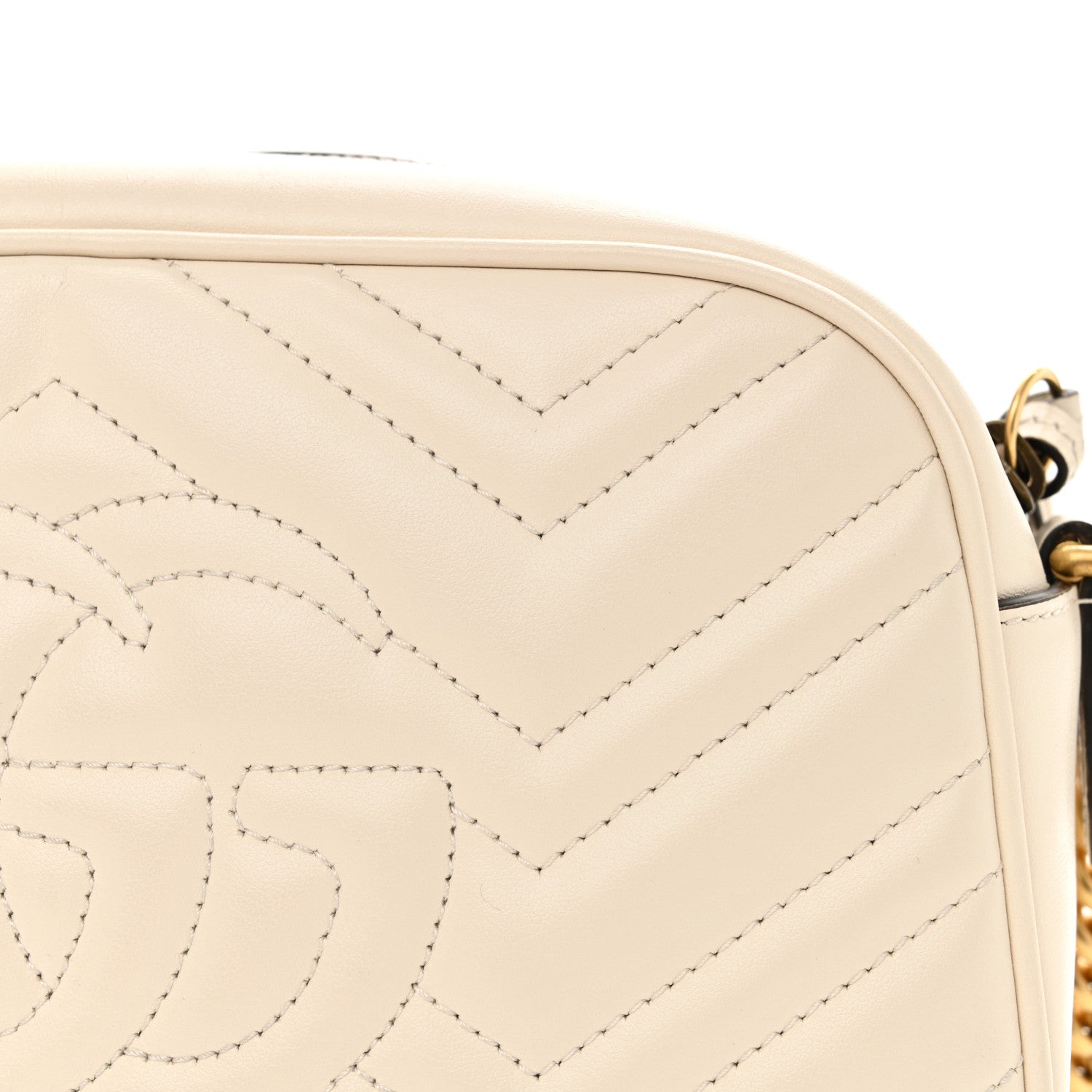 Gucci Calfskin Matelasse Small GG Marmont Chain Shoulder Bag White 12 of 13