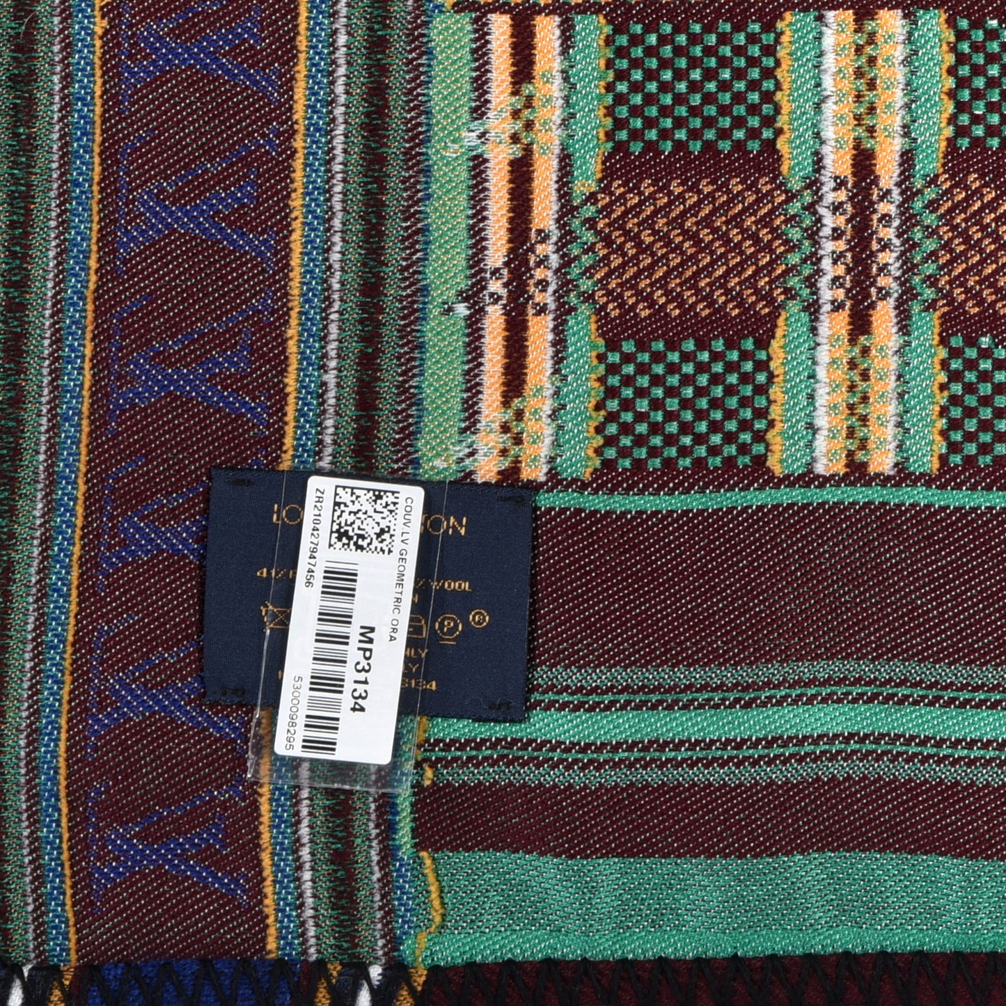 Wool Geometric Jacquard Monogram Blanket Orange