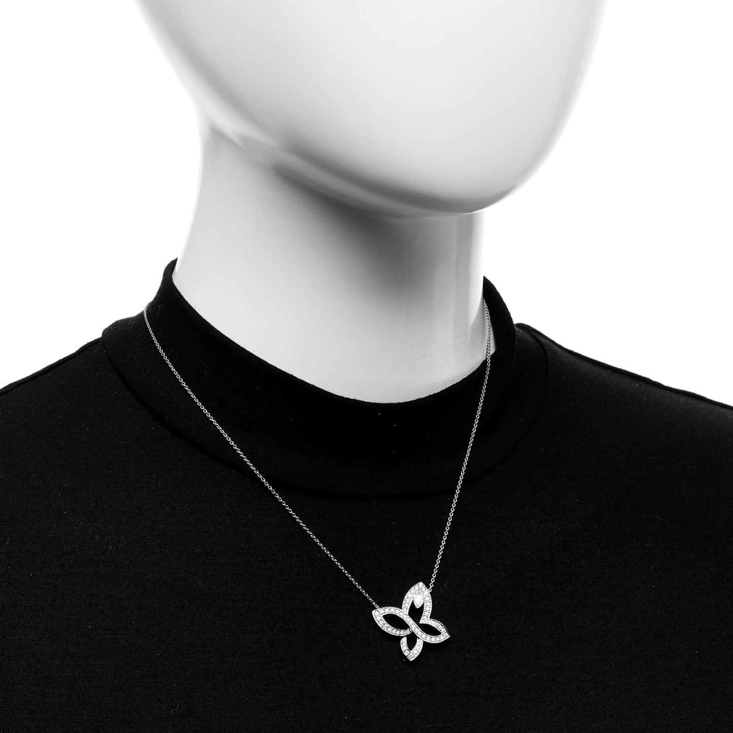 Platinum Diamond Infinite Lily Cluster Pendant Necklace